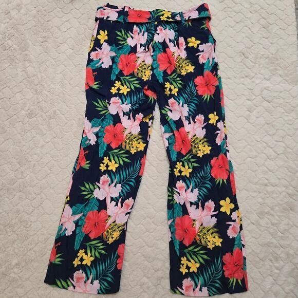 Soft Surroundings Navy Blue Floral Belted Pants, Size Small - Picture 8 of 10